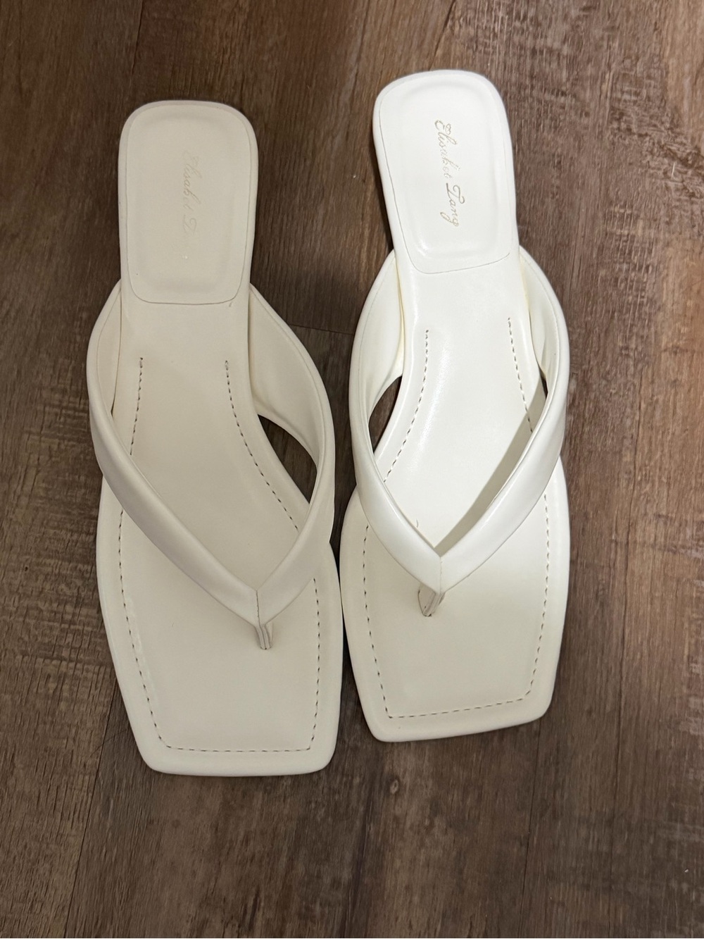 Elegant White Square-Toe Thong Sandals by